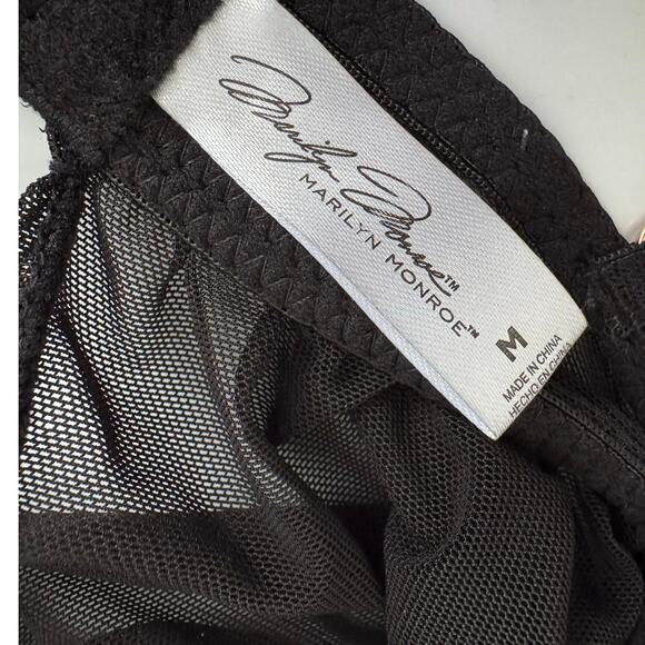 Marilyn Monroe Black Lace Mega Push-Up Sheer Babydoll Lingerie Size M - Picture 10 of 12